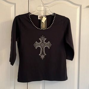 Embellished top with Swarovski crystals and metallic elements